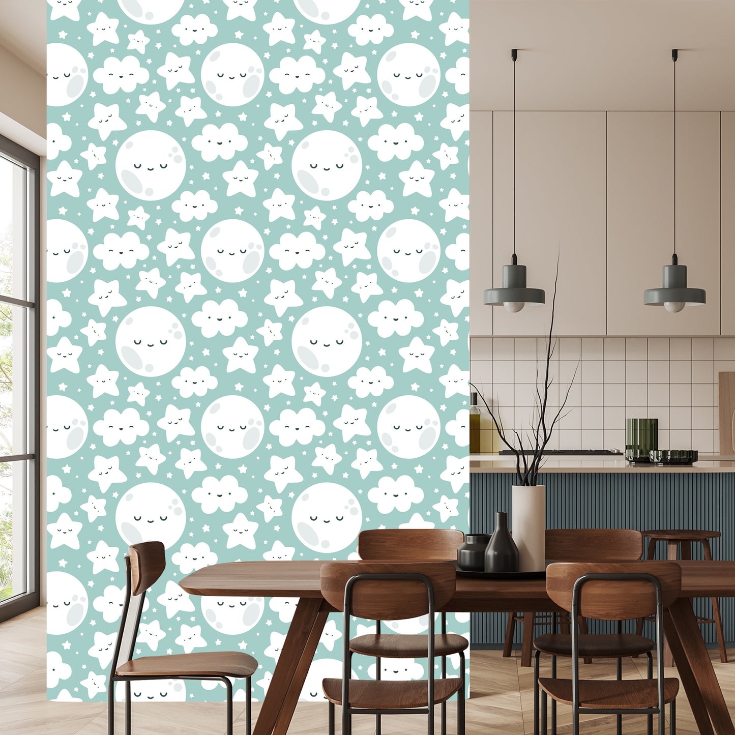 Wallpaper Happy Stars, Clouds And Moons