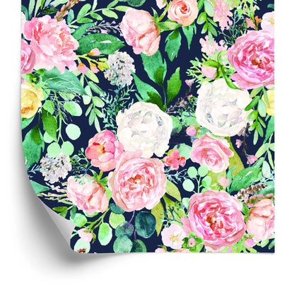Wallpaper Colorful Watercolour Flowers And Leaves