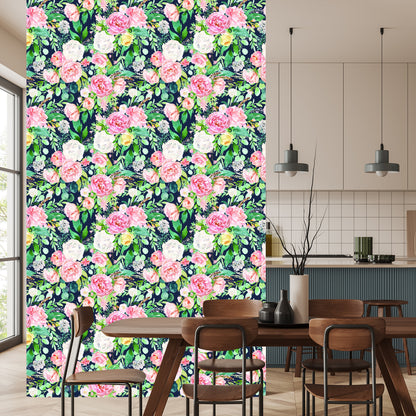 Wallpaper Colorful Watercolour Flowers And Leaves