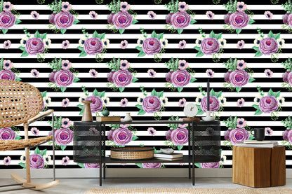Wallpaper Beautiful Roses, Anemones And Leaves