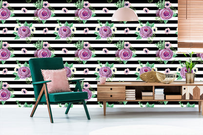 Wallpaper Beautiful Roses, Anemones And Leaves