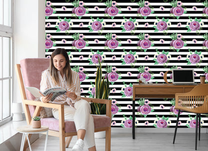Wallpaper Beautiful Roses, Anemones And Leaves