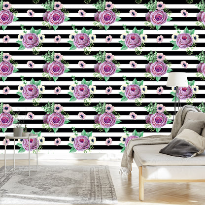 Wallpaper Beautiful Roses, Anemones And Leaves