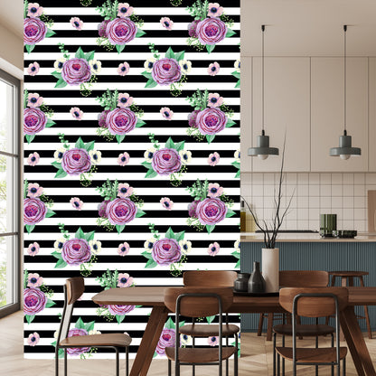 Wallpaper Beautiful Roses, Anemones And Leaves