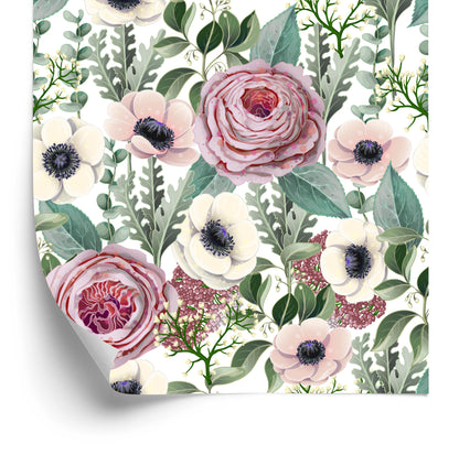 Wallpaper Roses, Anemones An Eucalyptus Leaves