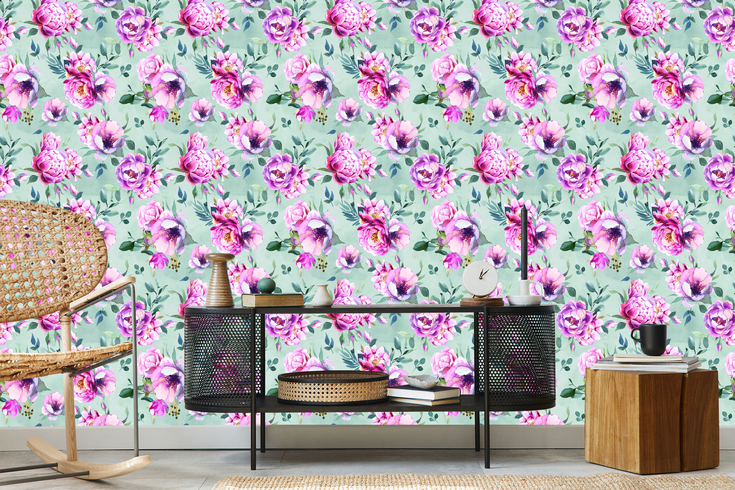 Wallpaper Colorful Watercolour Peonies