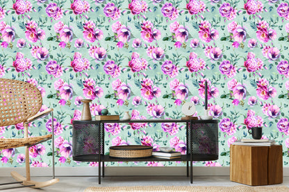 Wallpaper Colorful Watercolour Peonies