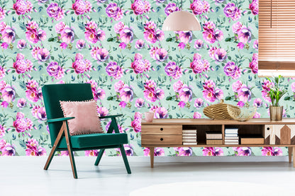 Wallpaper Colorful Watercolour Peonies