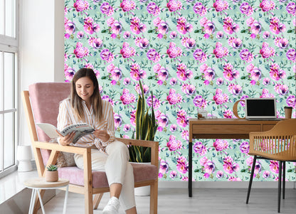Wallpaper Colorful Watercolour Peonies