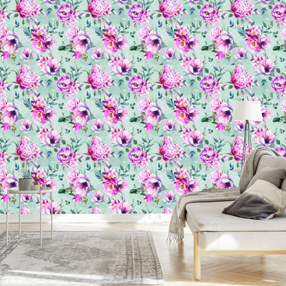 Wallpaper Colorful Watercolour Peonies