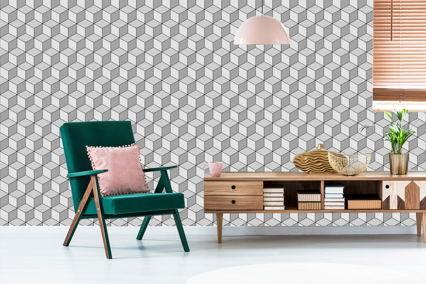 Wallpaper Geometric Black And White Pattern