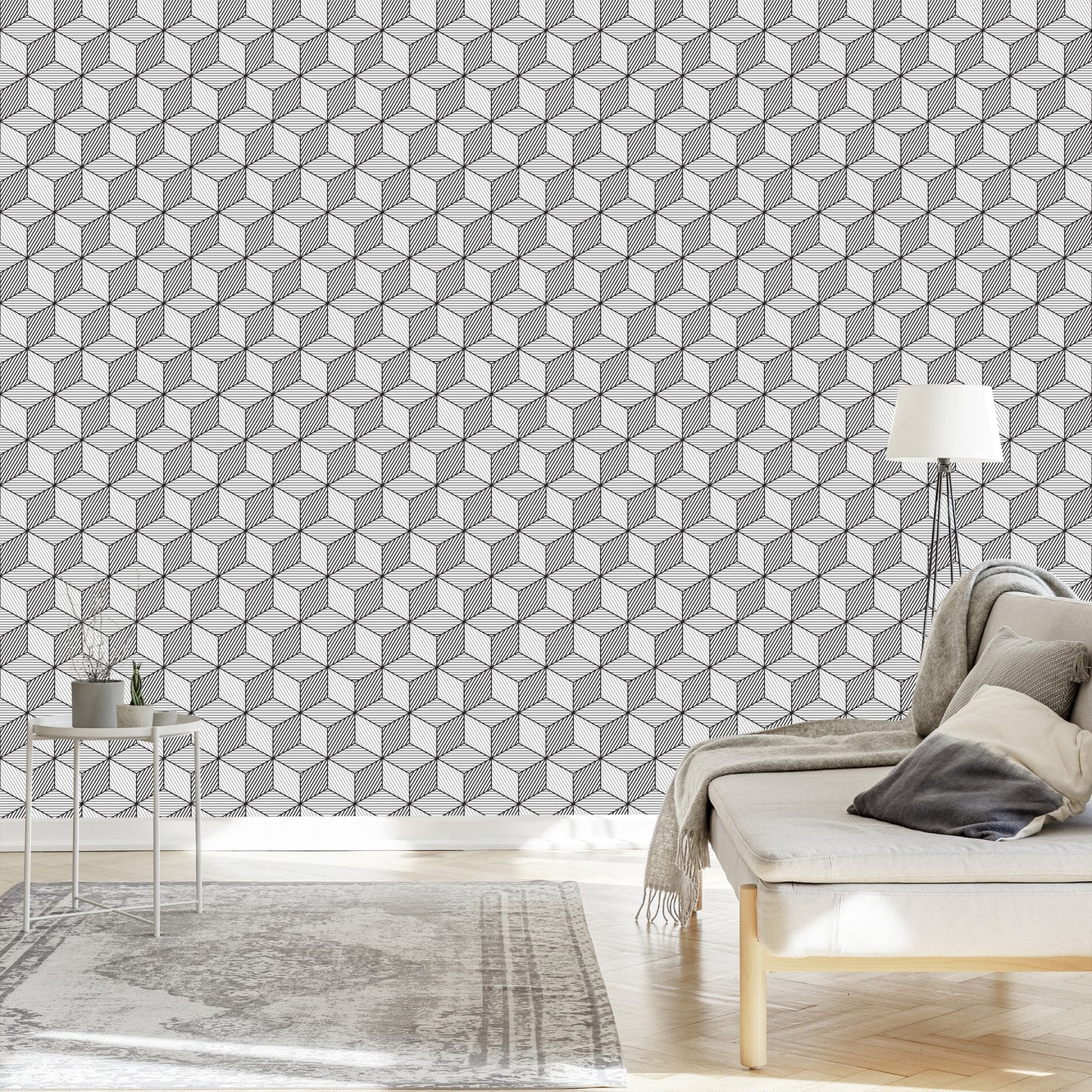 Wallpaper Geometric Black And White Pattern