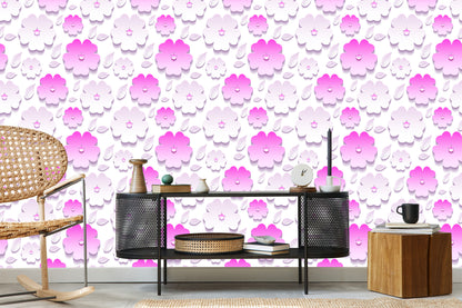Wallpaper Flowers And Leaves 3D Effect