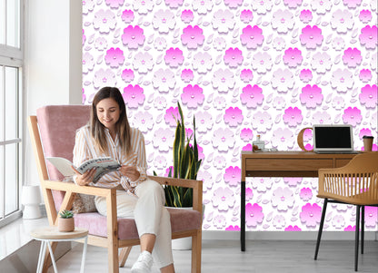 Wallpaper Flowers And Leaves 3D Effect