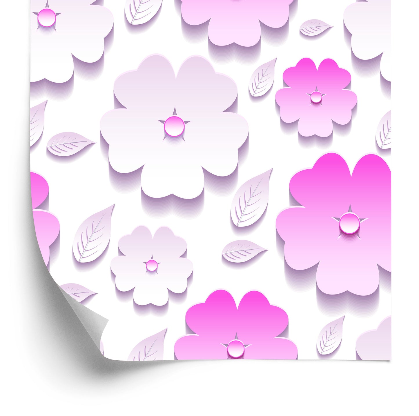 Wallpaper Flowers And Leaves 3D Effect