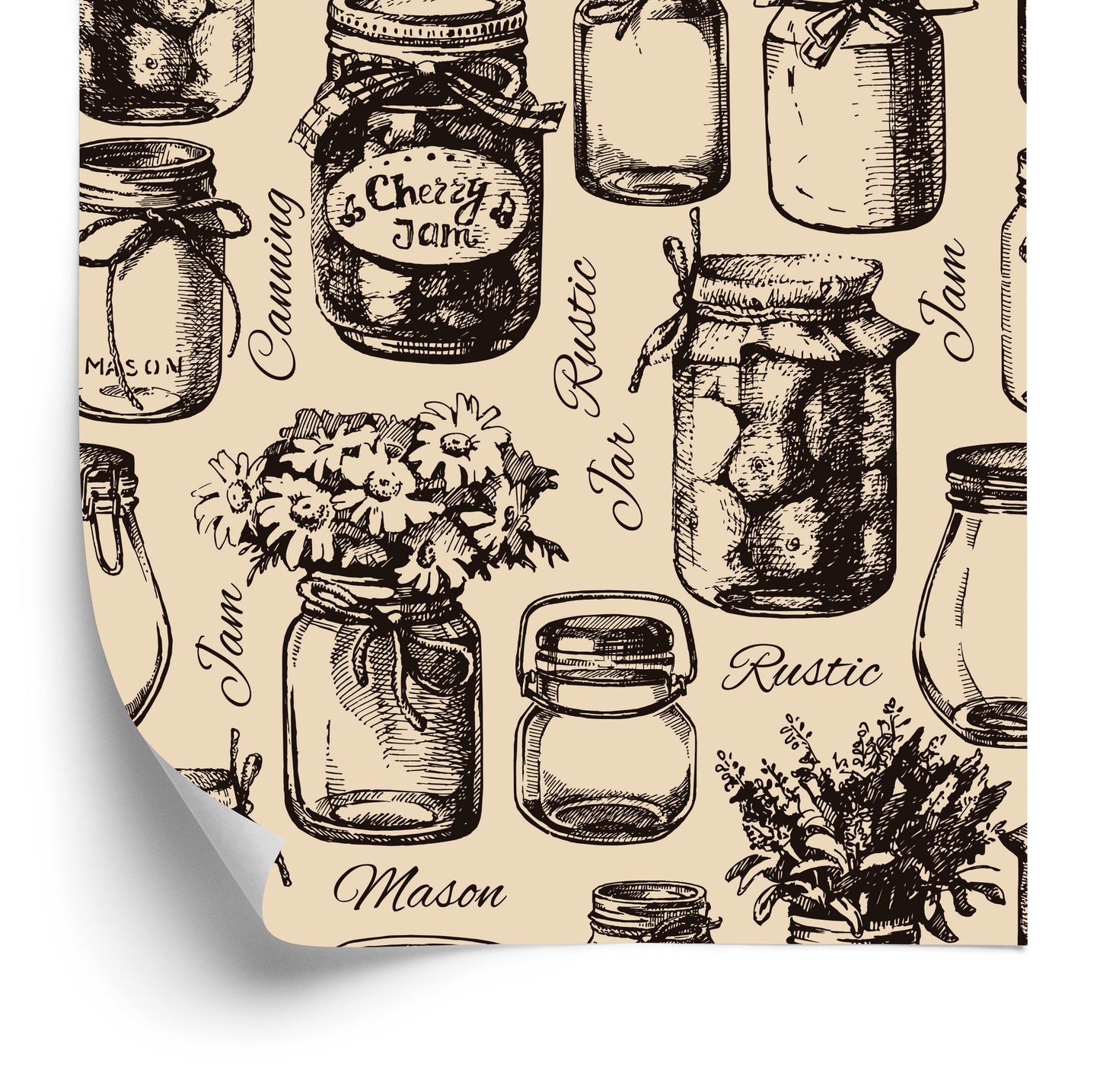 Wallpaper Kitchen Sketched Jars