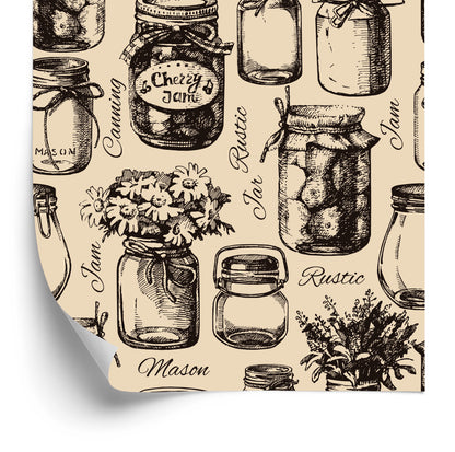 Wallpaper Kitchen Sketched Jars