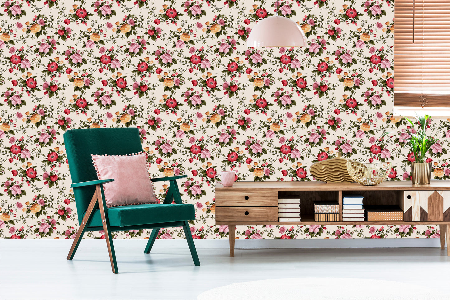 Wallpaper Colorful Roses In Watercolor