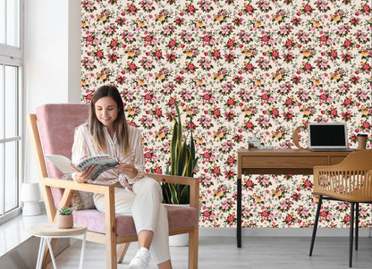 Wallpaper Colorful Roses In Watercolor