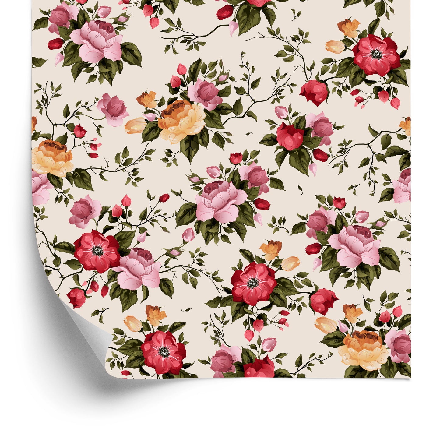 Wallpaper Colorful Roses In Watercolor