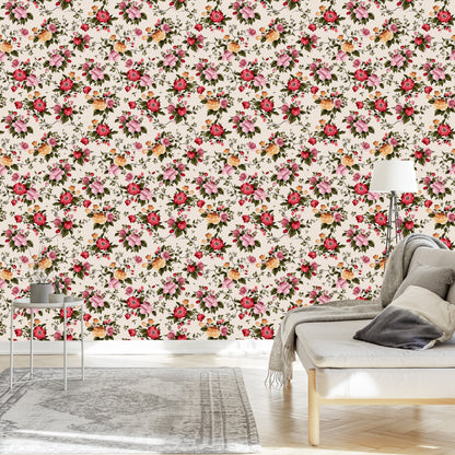 Wallpaper Colorful Roses In Watercolor