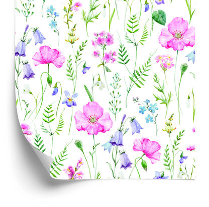 Wallpaper Soft Flowers Painted With Watercolor