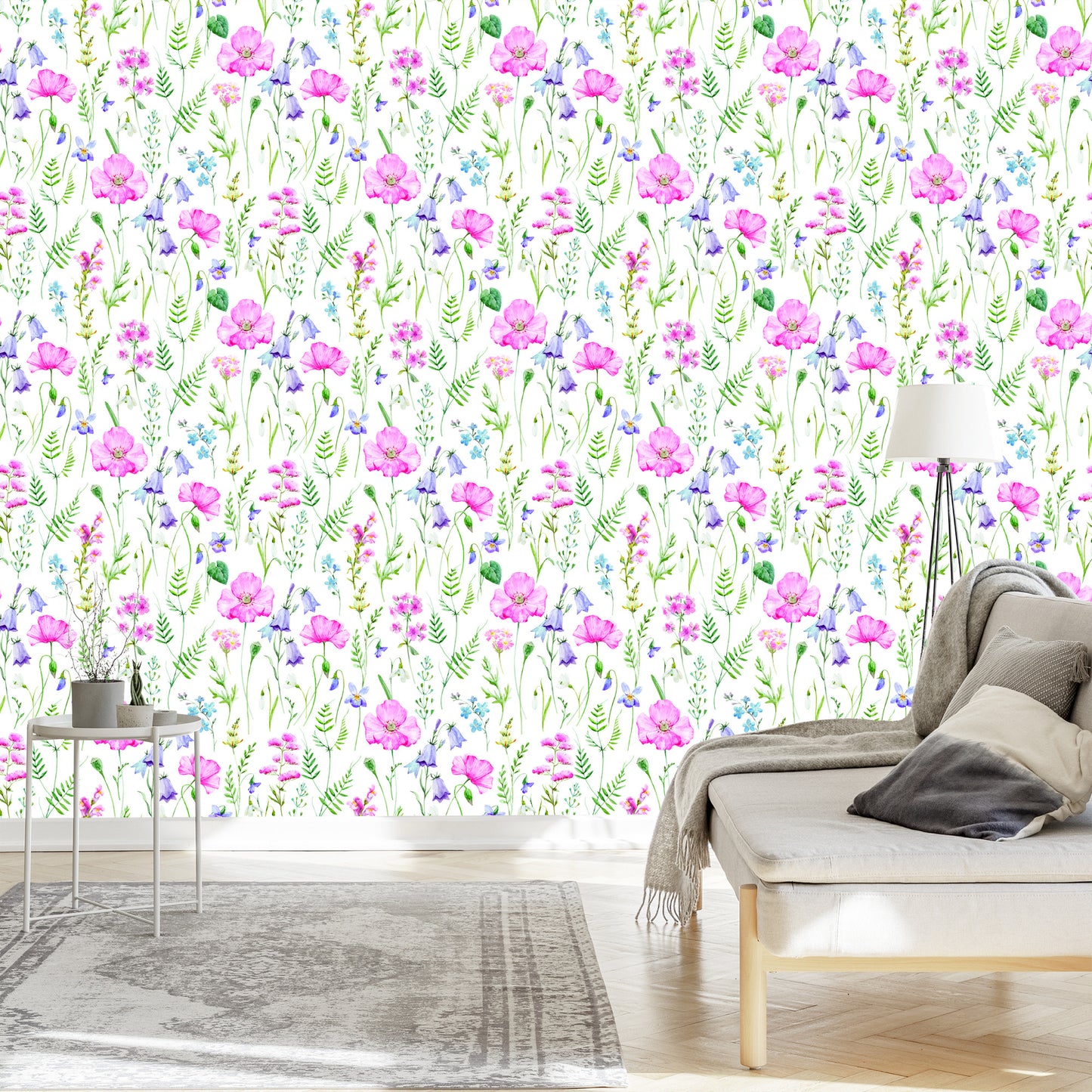 Wallpaper Soft Flowers Painted With Watercolor