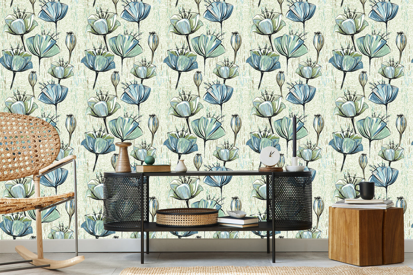 Wallpaper Tulips In Vintage Style