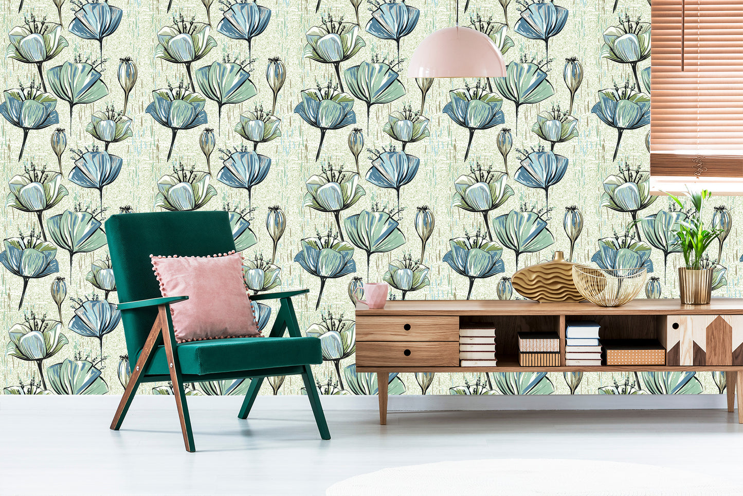 Wallpaper Tulips In Vintage Style