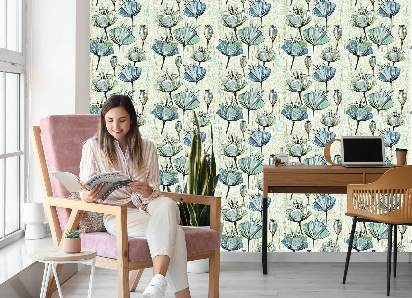 Wallpaper Tulips In Vintage Style