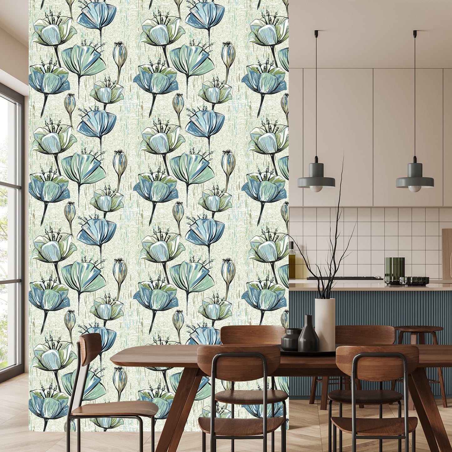 Wallpaper Tulips In Vintage Style