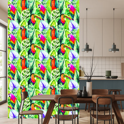Wallpaper Tropical Leaves And Birds