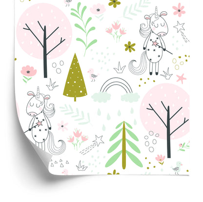 Wallpaper Unicorns In The Magical Forest