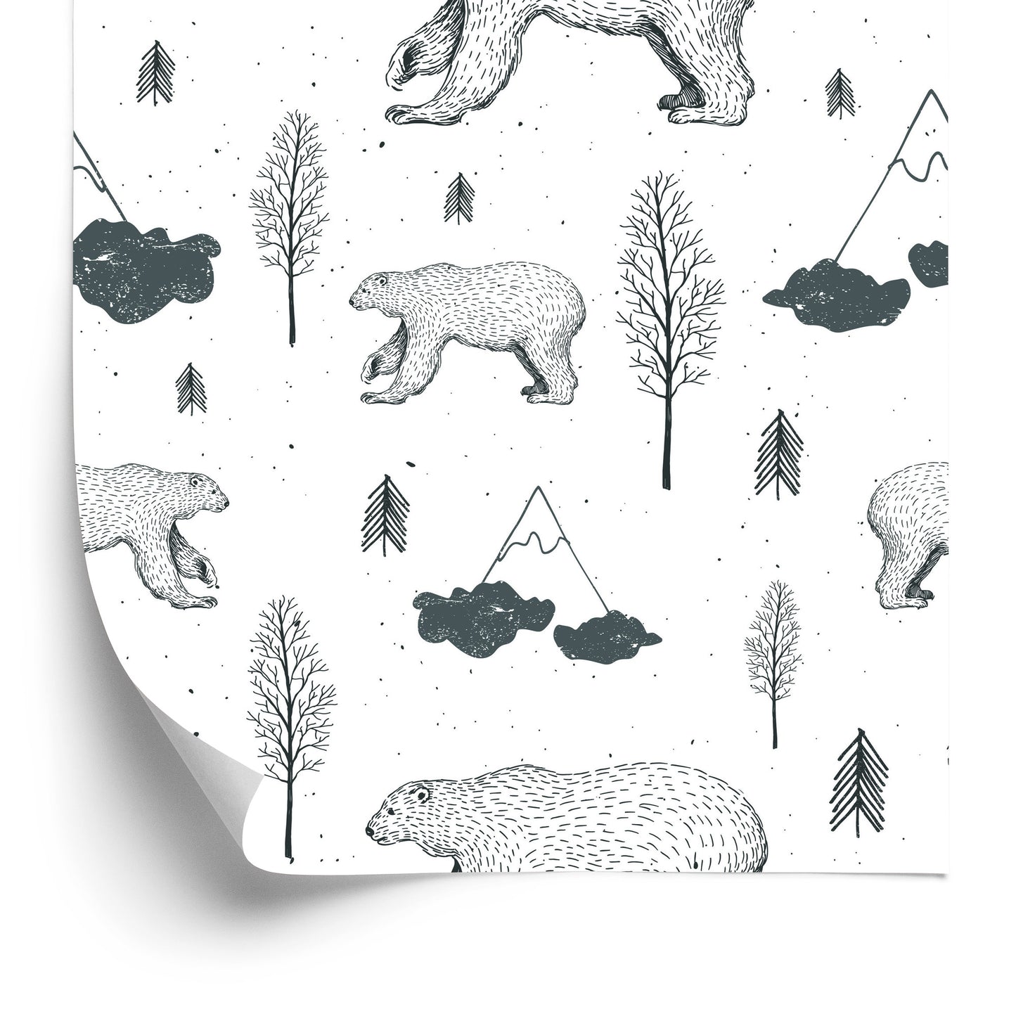 Wallpaper Small Bears, Trees And Mountains