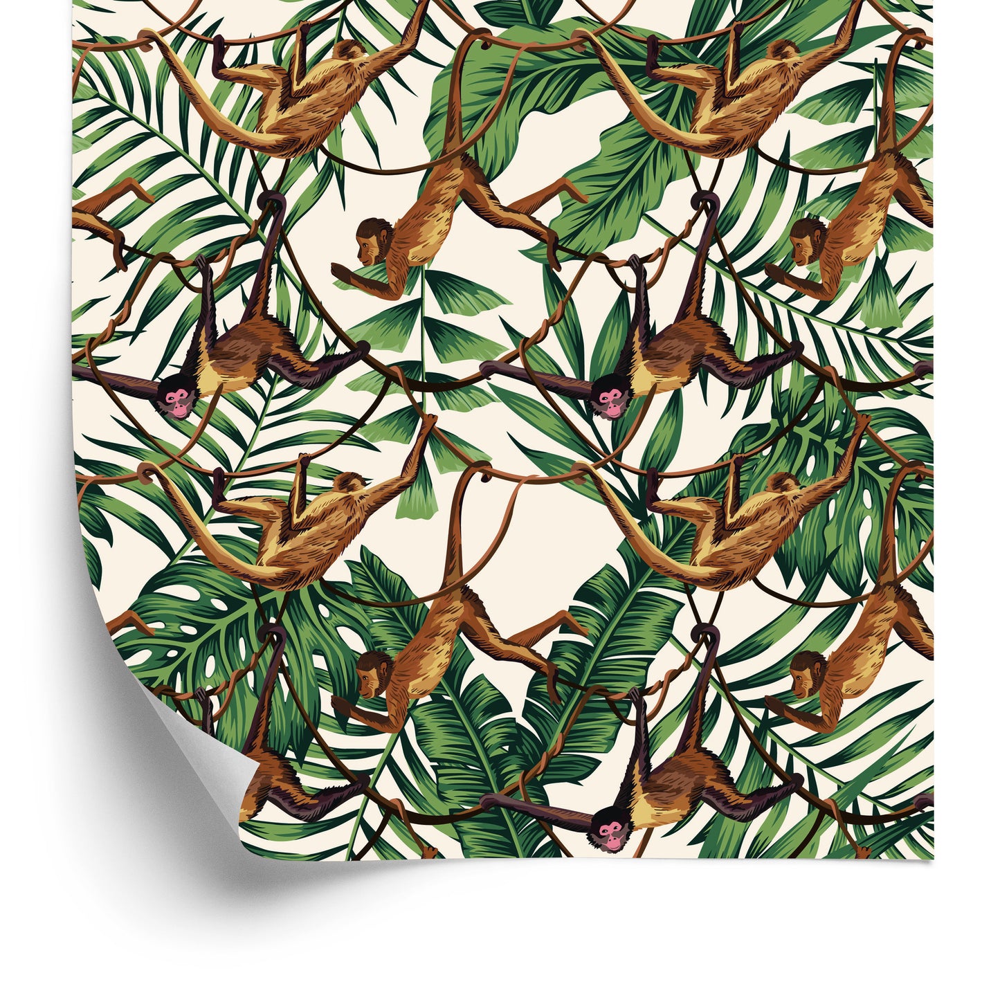 Wallpaper Small Monkeys Under Tropical Leaves