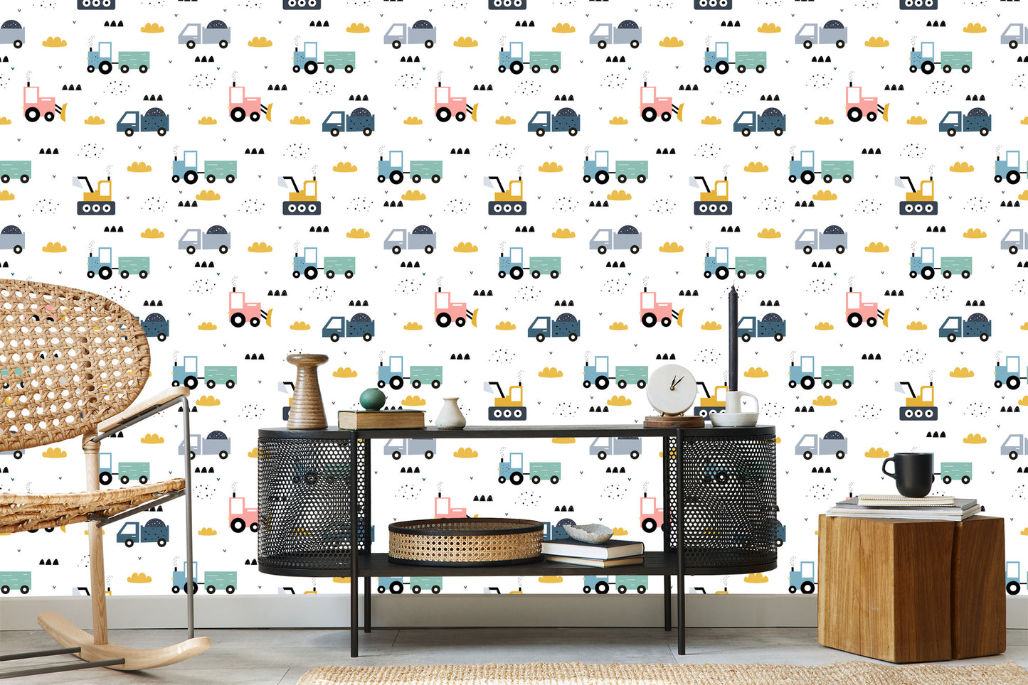 Wallpaper Colorful Tractors, Excavators And Dumpers