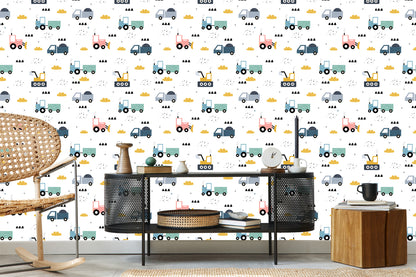 Wallpaper Colorful Tractors, Excavators And Dumpers