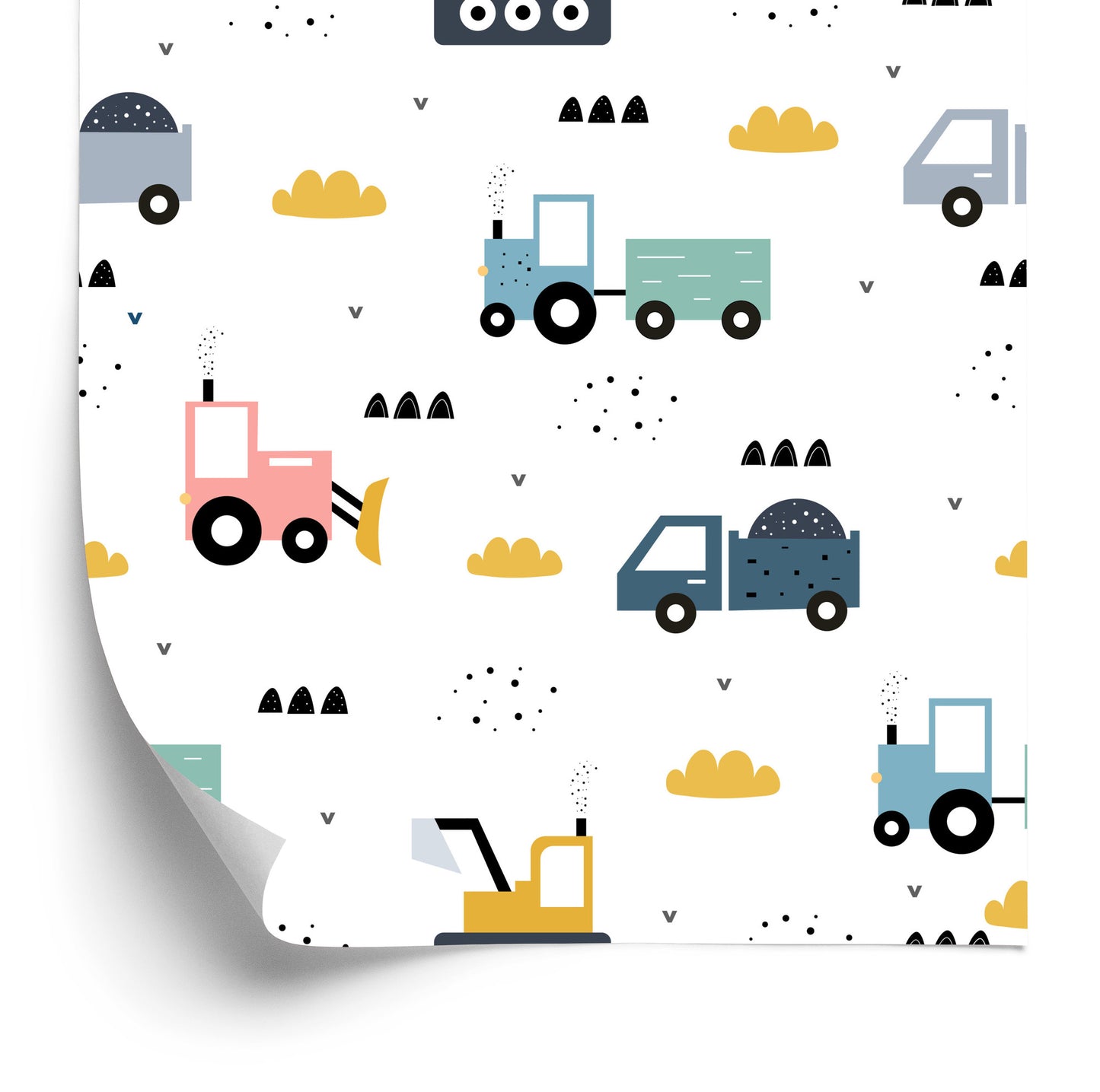 Wallpaper Colorful Tractors, Excavators And Dumpers