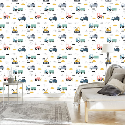 Wallpaper Colorful Tractors, Excavators And Dumpers