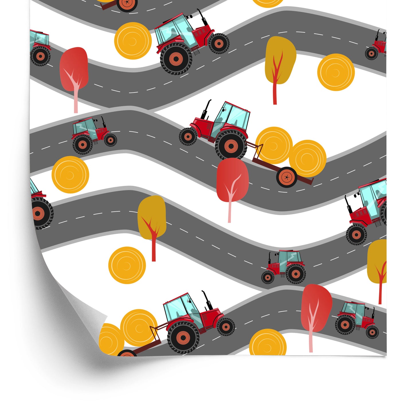 Wallpaper Red Tractors On The Street