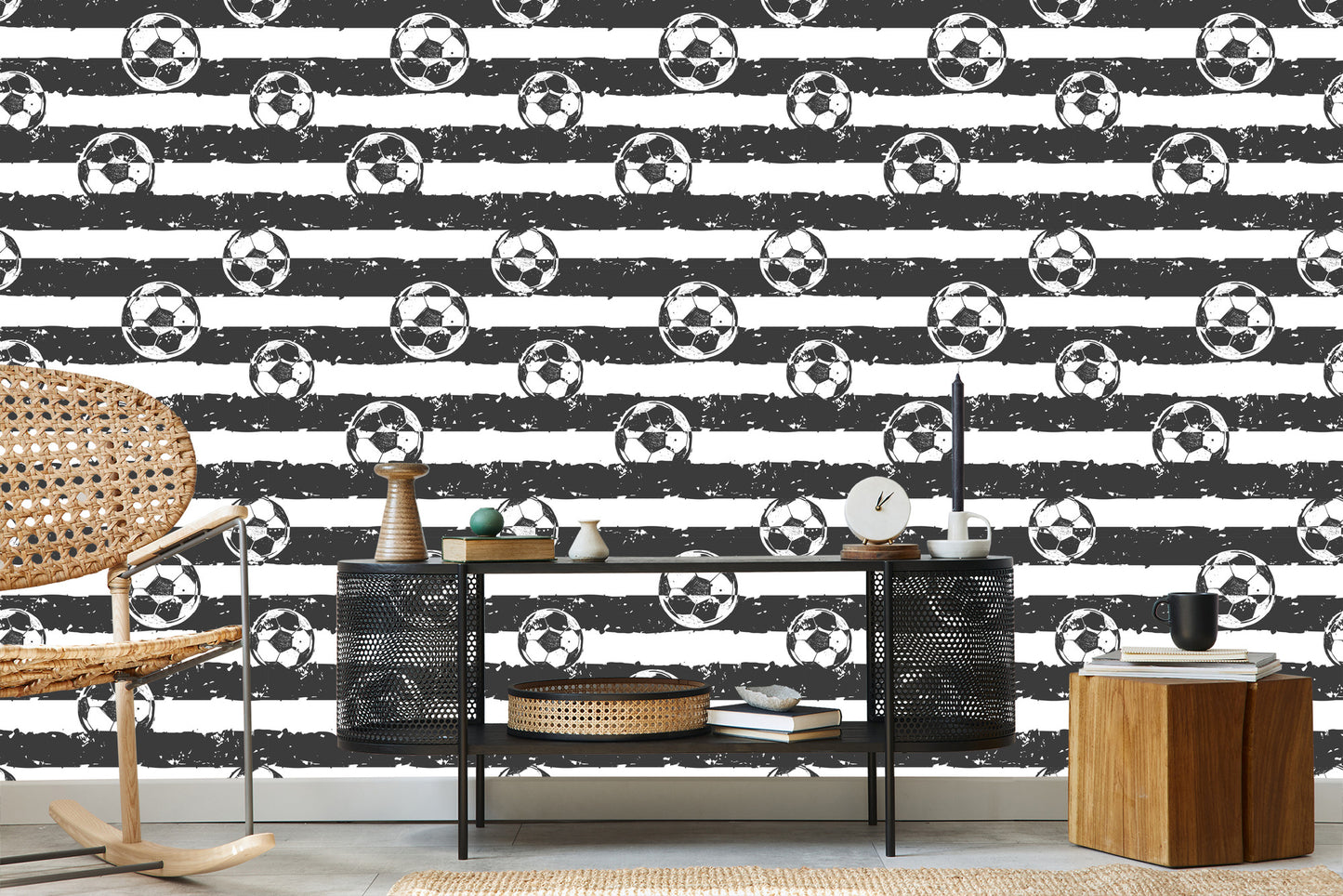 Wallpaper Football On Stripped Background