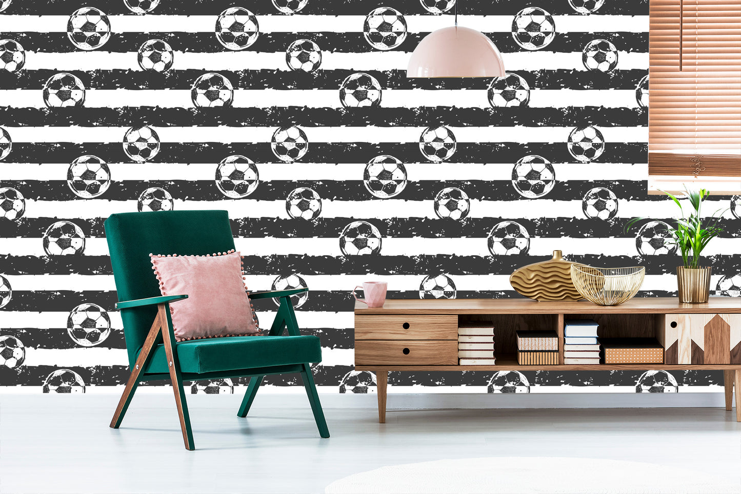 Wallpaper Football On Stripped Background