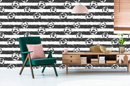 Wallpaper Football On Stripped Background