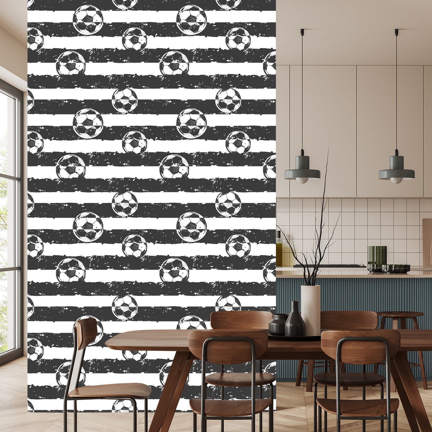 Wallpaper Football On Stripped Background
