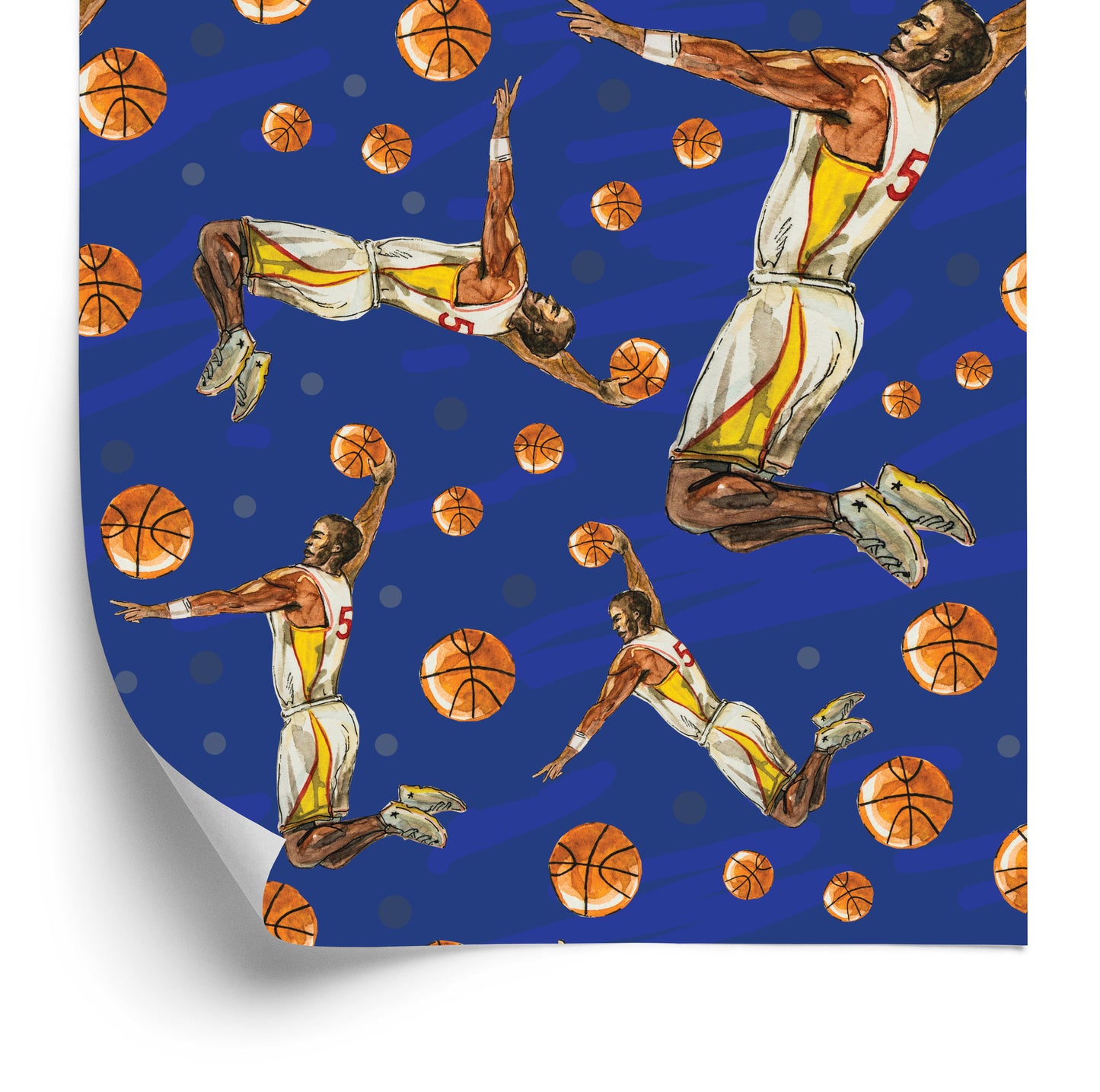 Wallpaper Basketball Players Painted In Watercolour