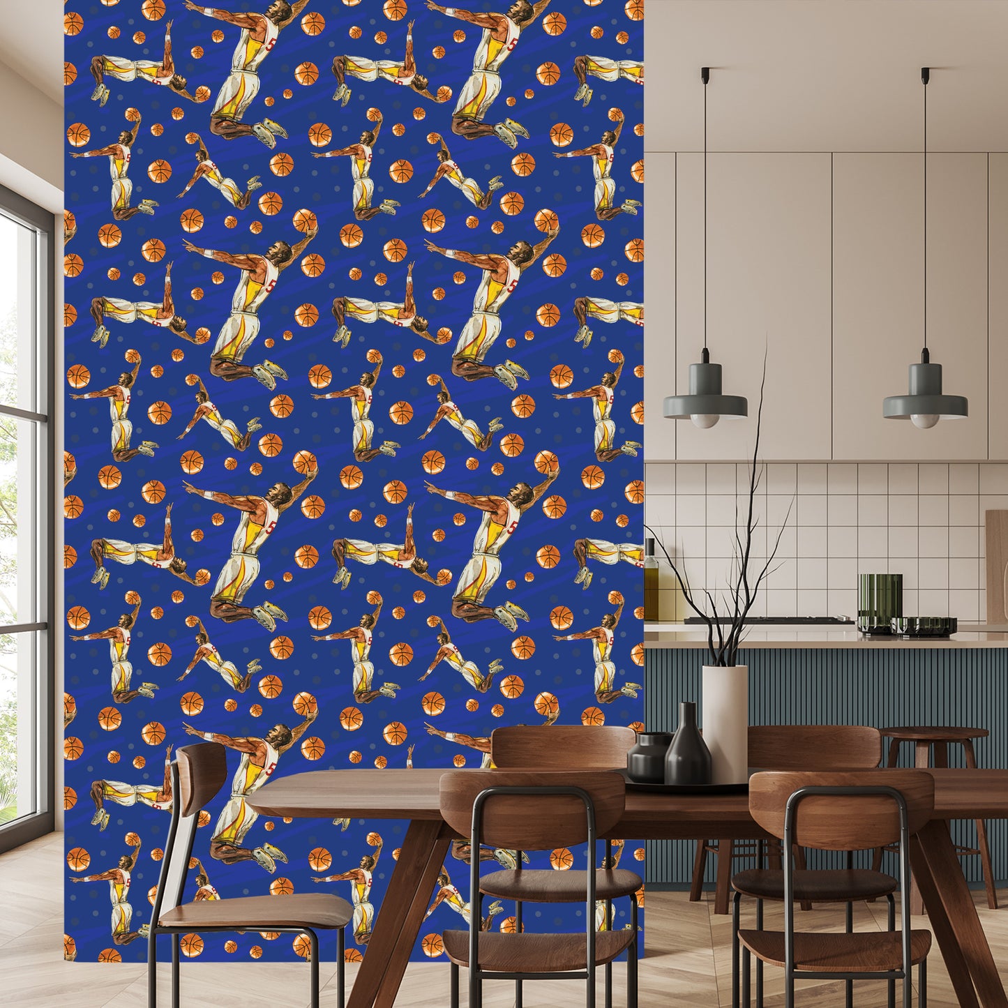 Wallpaper Basketball Players Painted In Watercolour