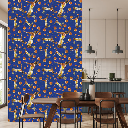 Wallpaper Basketball Players Painted In Watercolour