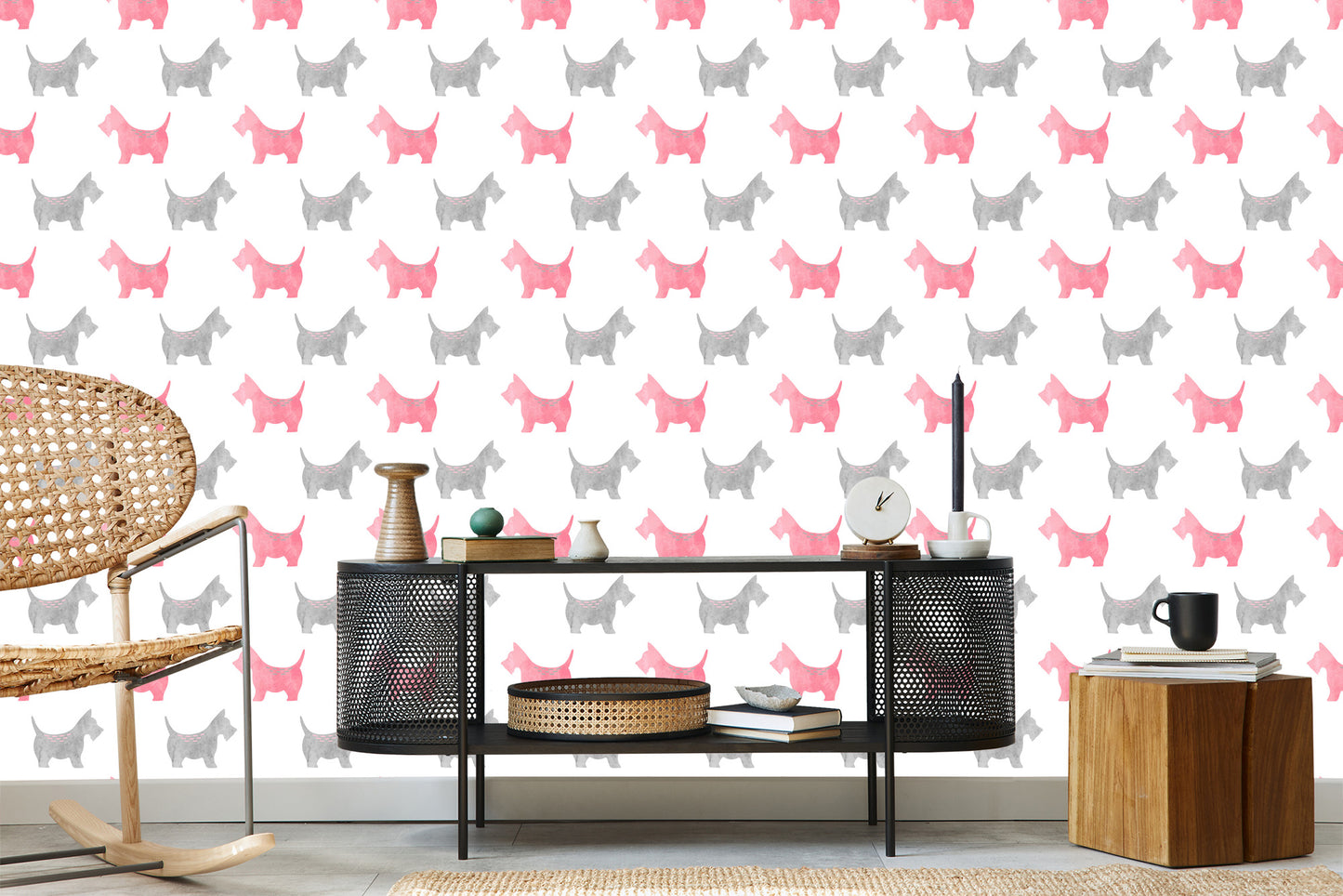 Wallpaper Watercolour Silhouettes Of Scottish Terriers