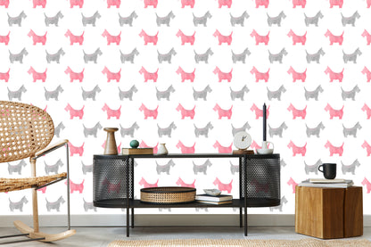 Wallpaper Watercolour Silhouettes Of Scottish Terriers