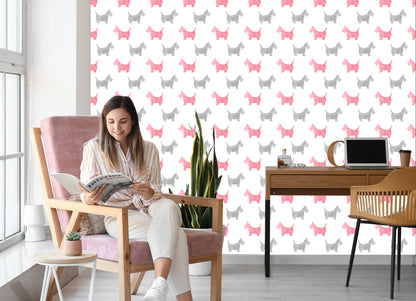 Wallpaper Watercolour Silhouettes Of Scottish Terriers